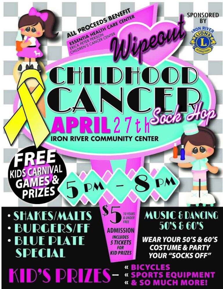 Iron River Lions Club, Wipeout Childhood Cancer, Sock Hop 2024