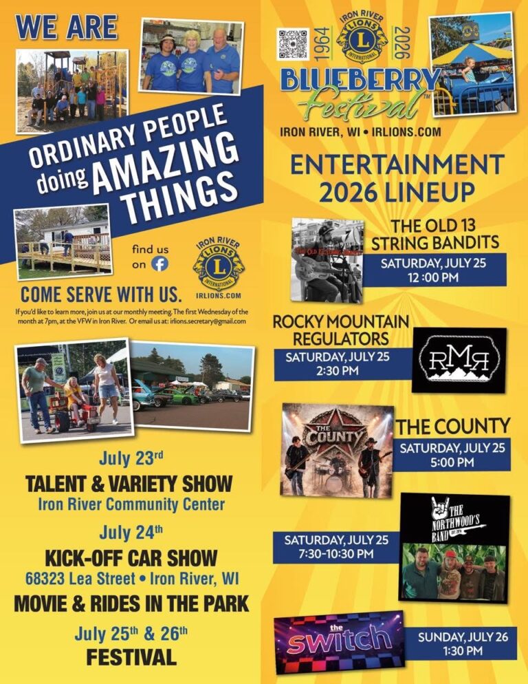 Iron River Lions Club, Blueberry Festival 2026